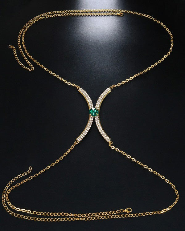 Bead Savages “Emerald Circle” TASSEL BODY CHAIN